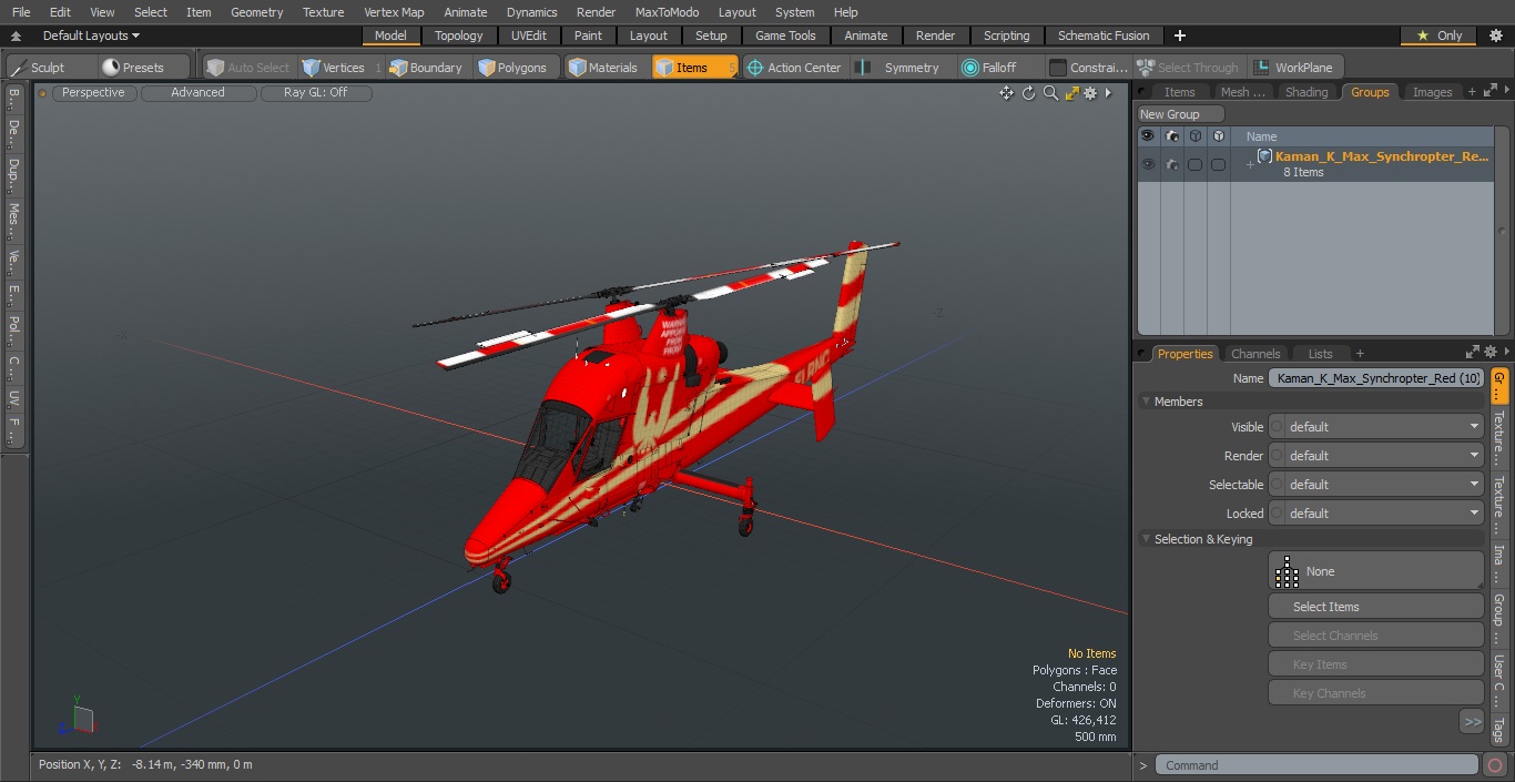 Kaman K Max Synchropter Red 3D
