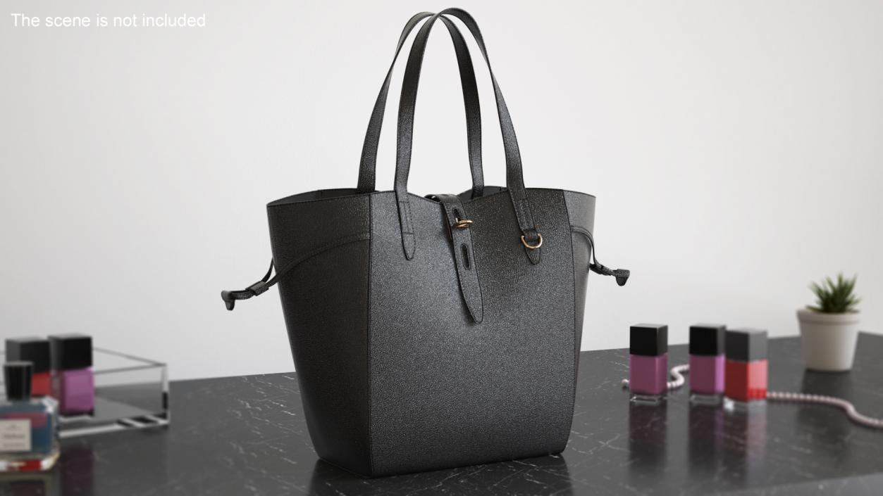Ladies Leather Tote Bag Black 3D model