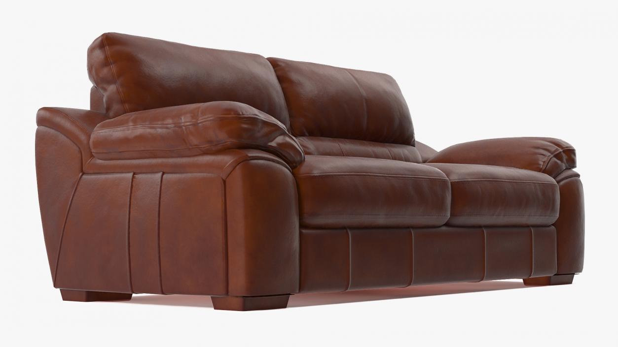 3D Brown Leather Sofa model