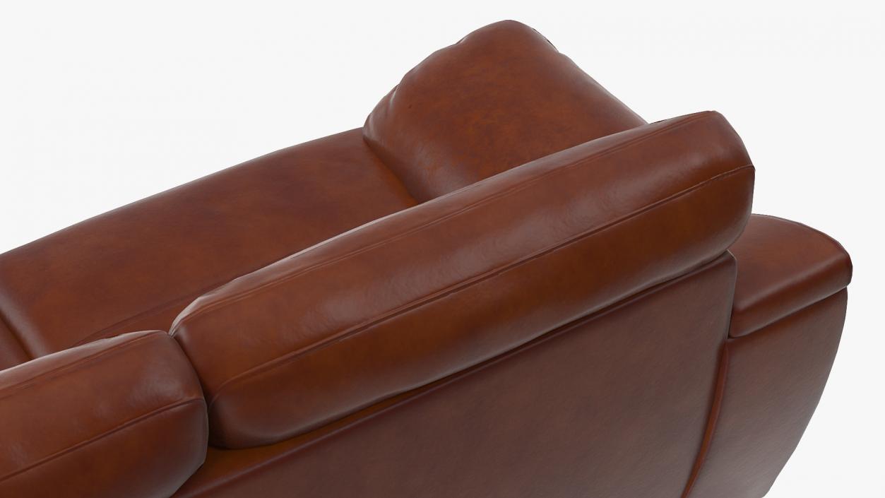 3D Brown Leather Sofa model