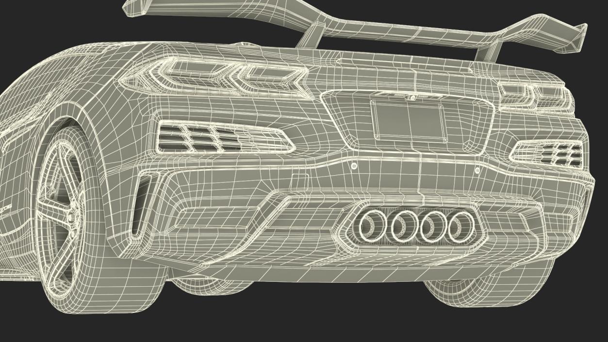 3D 2023 Chevy Corvette Z0 Coupe Orange Rigged for Cinema 4D