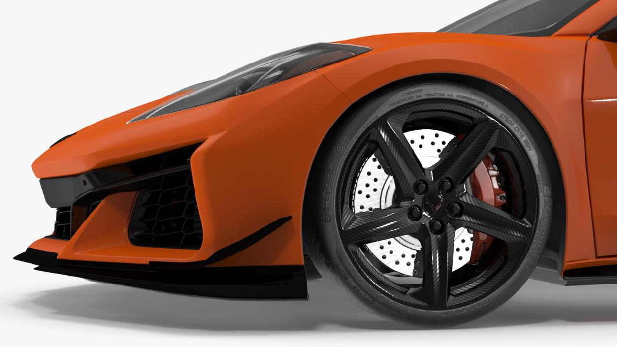 3D 2023 Chevy Corvette Z0 Coupe Orange Rigged for Cinema 4D