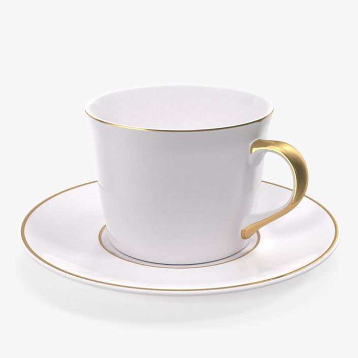 3D White Ceramic Cup on Plate