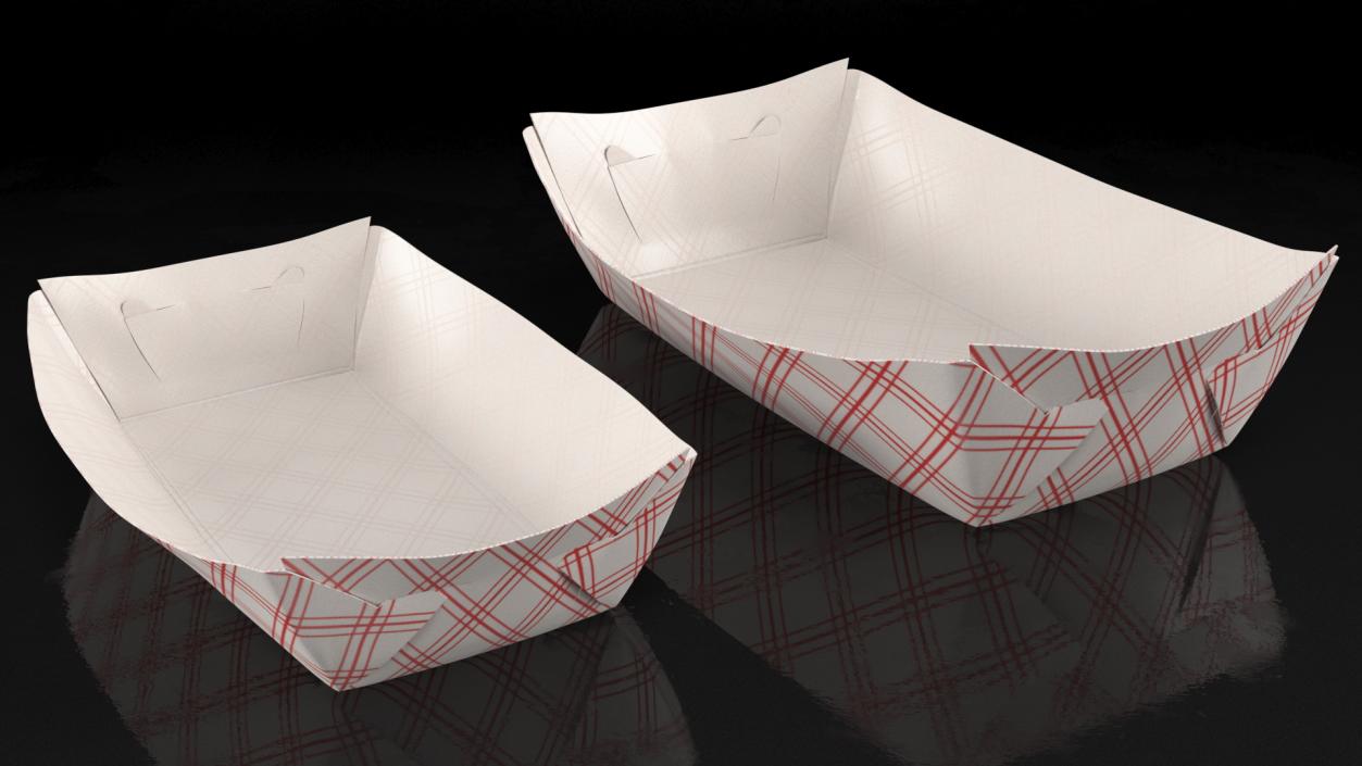 3D Paper Food Boat Tray Red Checker Set