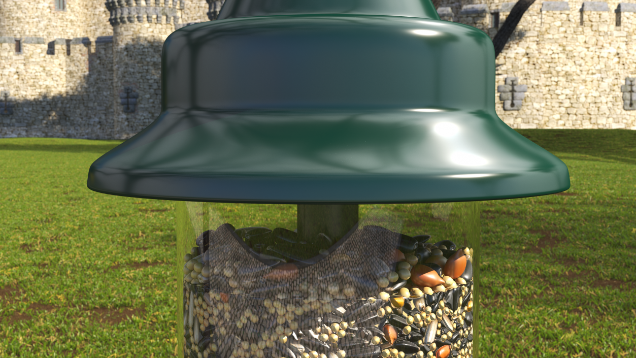 Modern Squirrel Proof Bird Feeder with Seeds 3D model