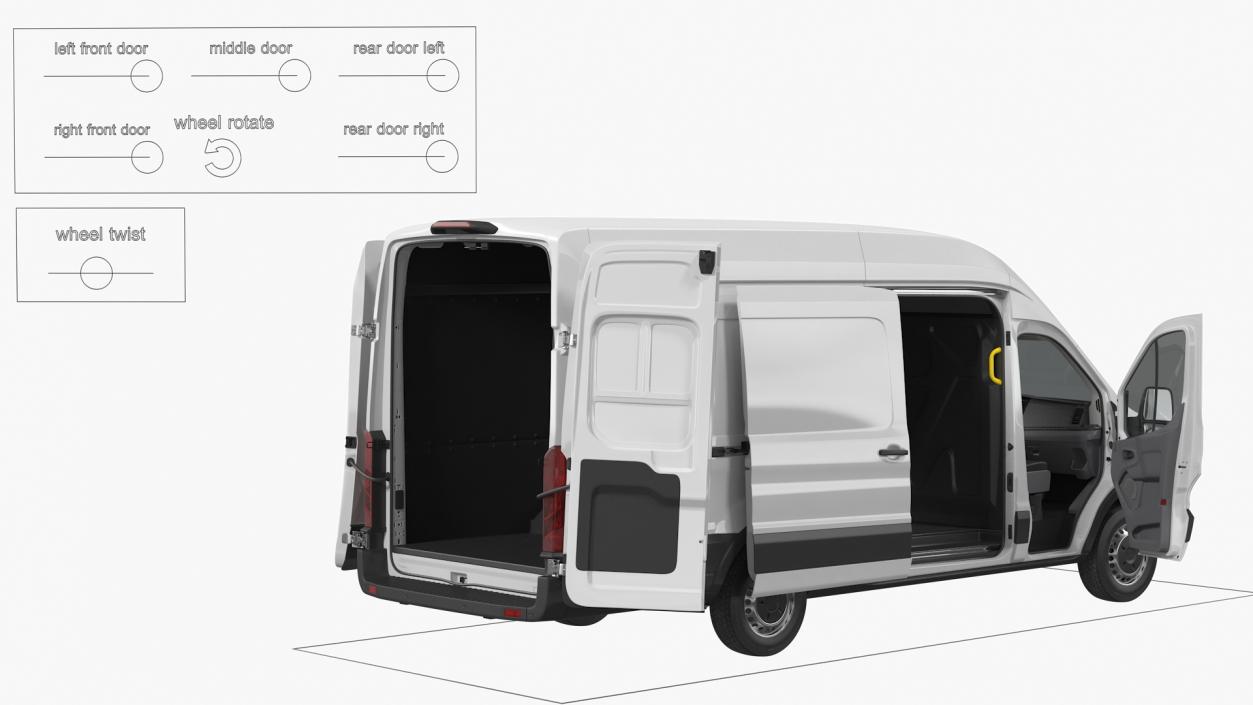 3D model Ford Transit Cargo 2020 Rigged