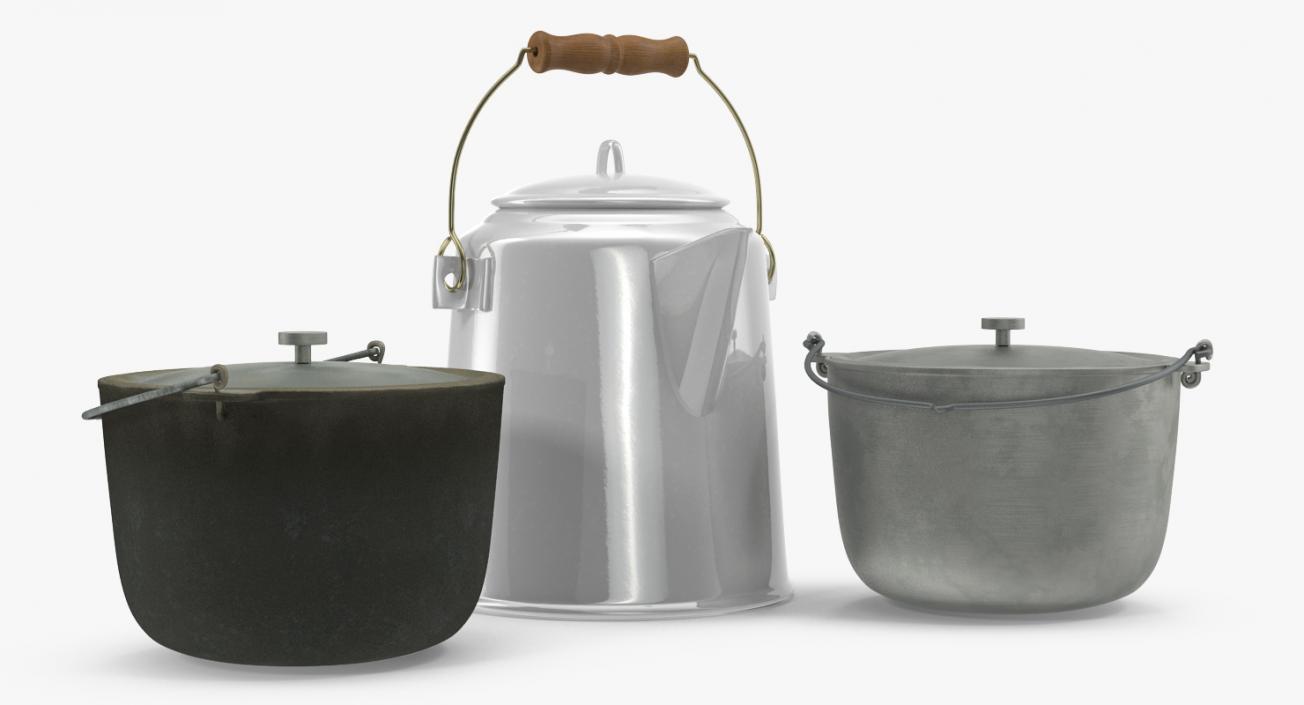 3D Camping Pots Collection model