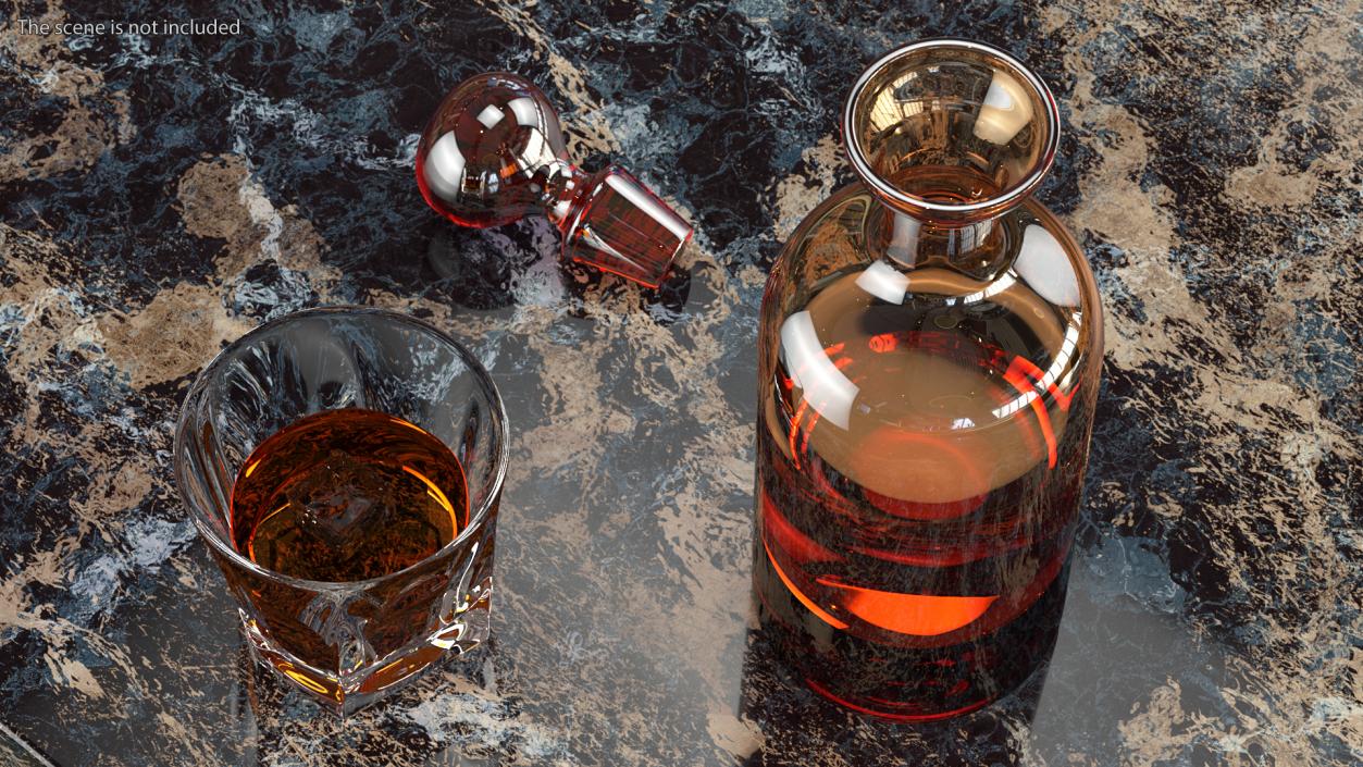 Glass Orange Decanter with Whiskey 3D model
