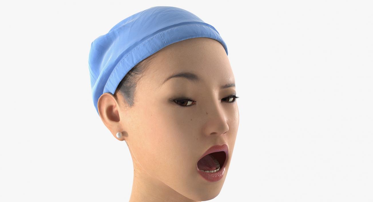 3D Asian Female Surgeon Stained with Blood 2 Rigged model