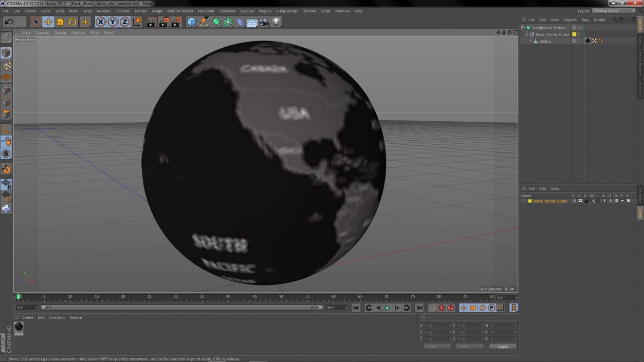 Black World Globe 3D