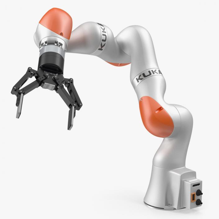 Kuka Robot with Two Finger Gripper Robotiq Rigged 3D model