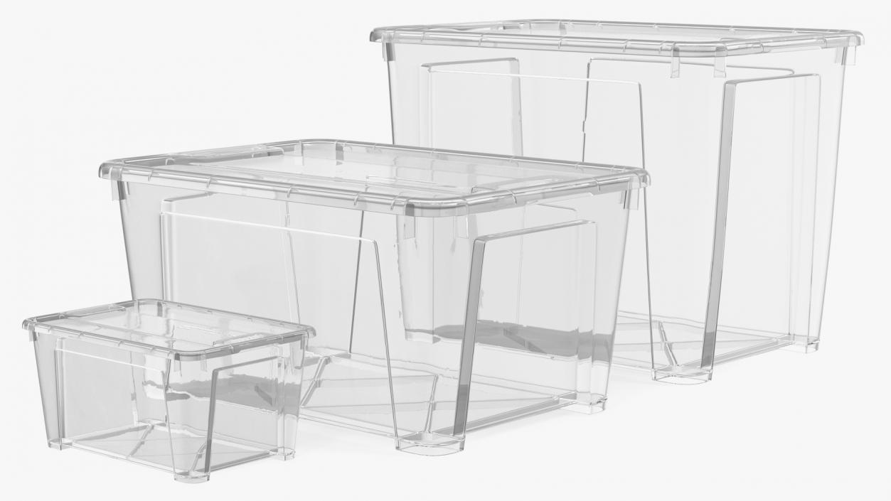 Transparent Plastic Containers with Lids Set 3D model