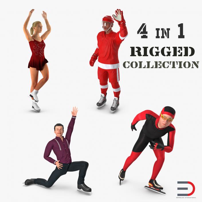 3D Winter Sport Rigged Characters Collection