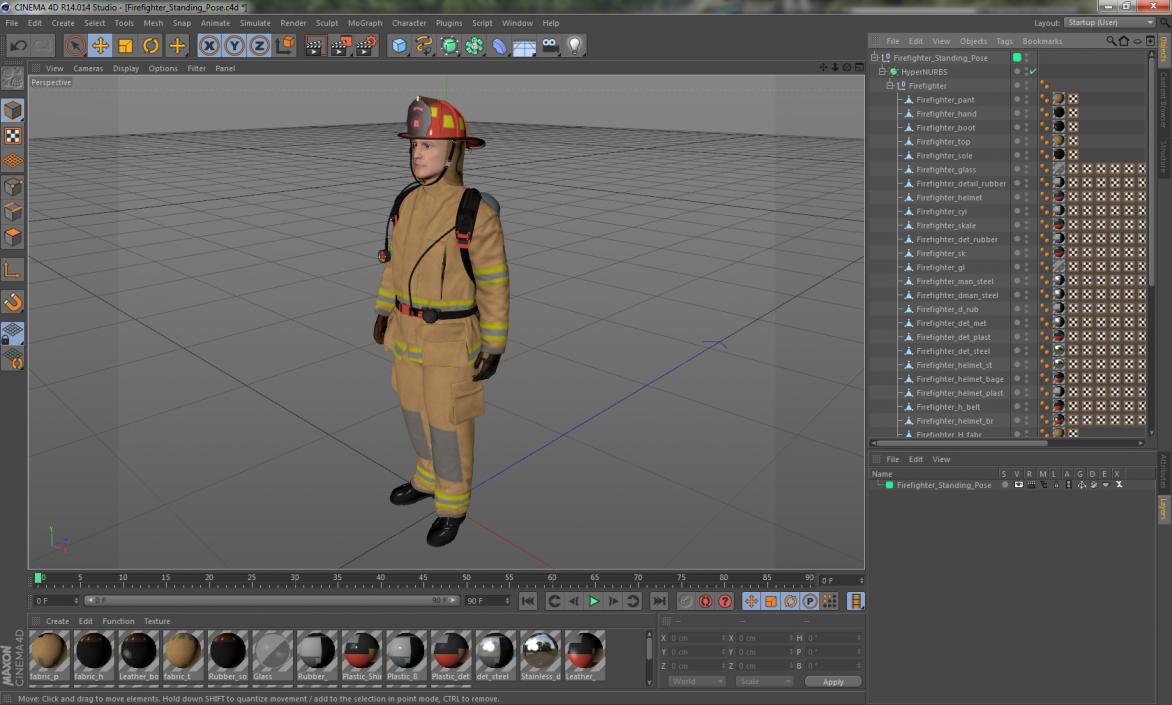 3D model Firefighter Standing Pose
