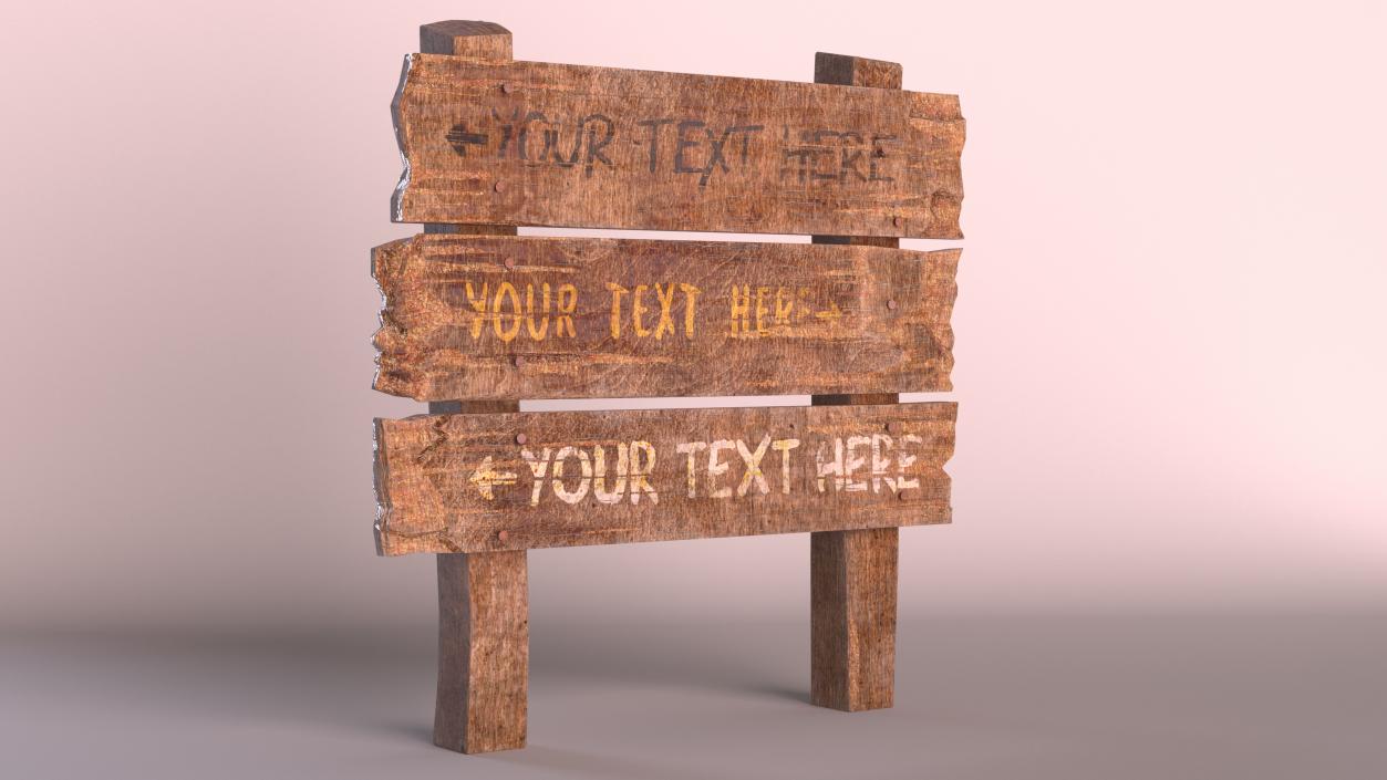 3D Old Weathered Road Rustic Signpost Mockup