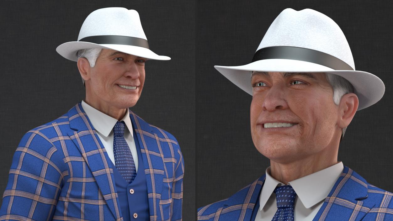 3D Elderly Man Leisure Suit Rigged