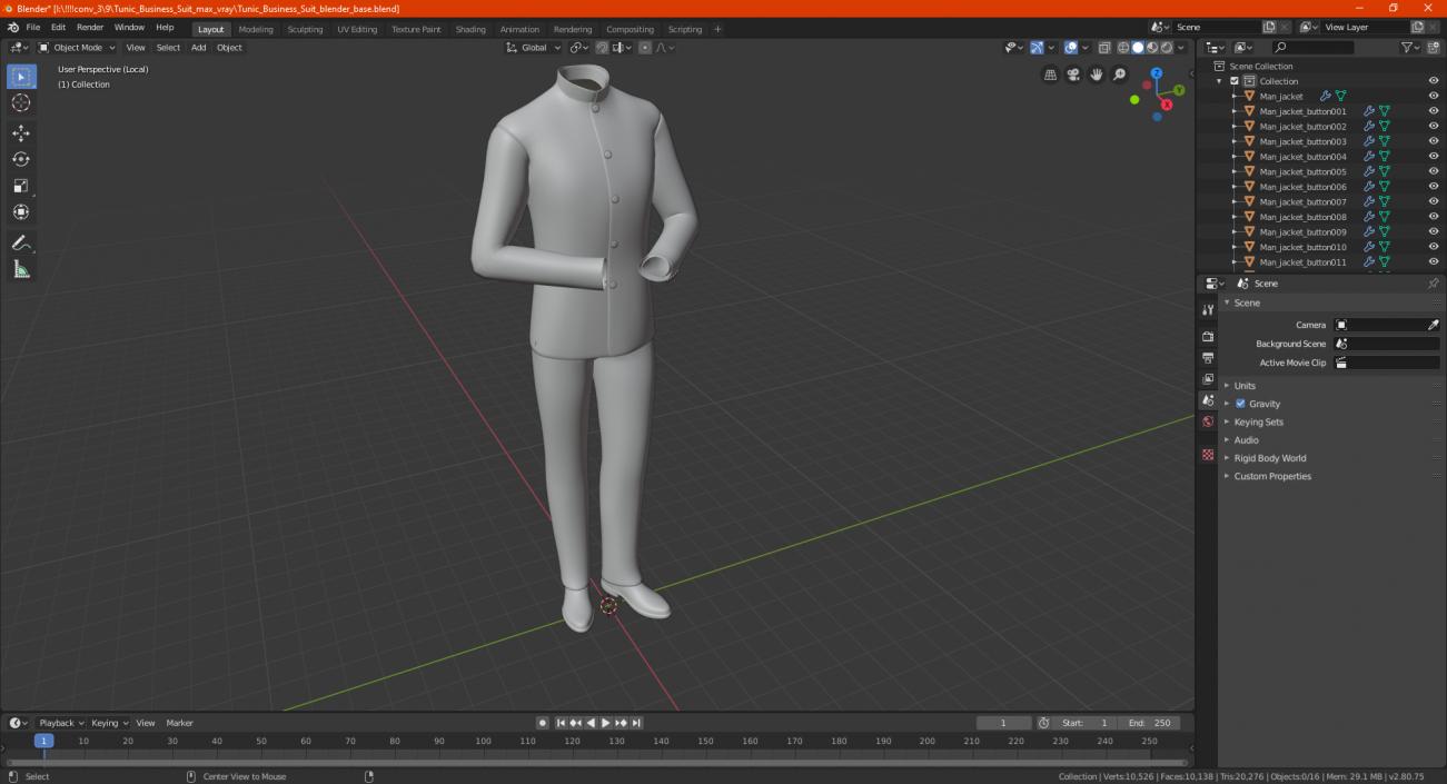 Tunic Business Suit 3D model