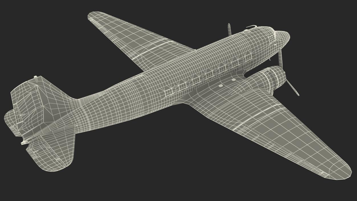 3D model Vintage Military Cargo Plane Rigged