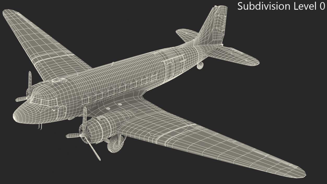 3D model Vintage Military Cargo Plane Rigged