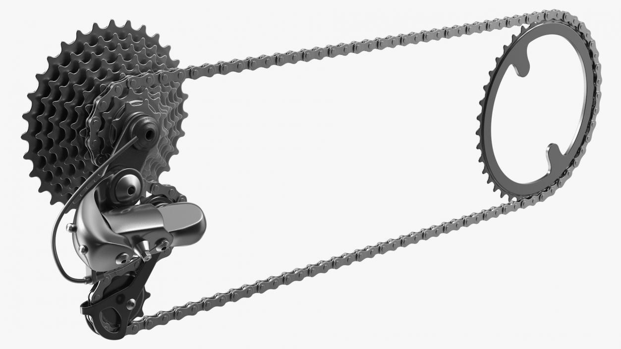 Bicycle Derailleur with Chain 3D model
