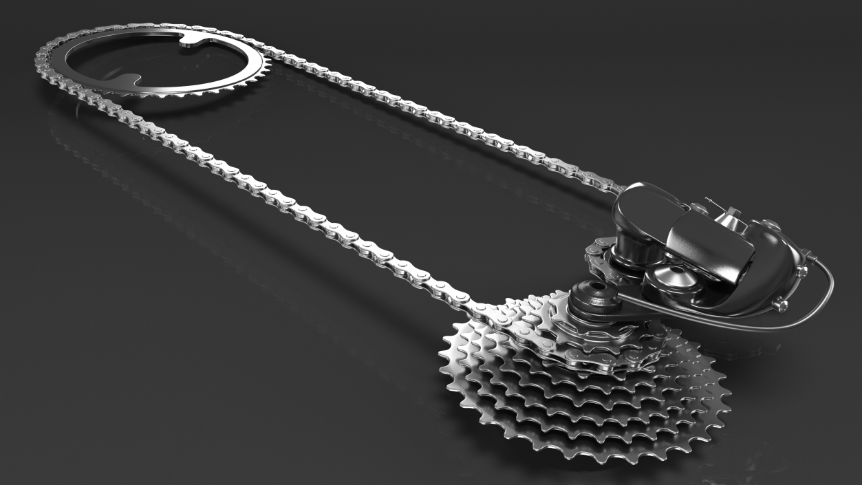 Bicycle Derailleur with Chain 3D model