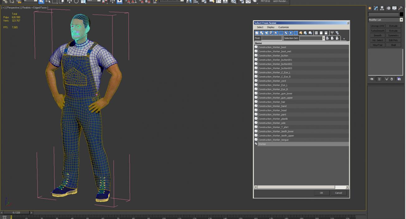 3D Construction Worker Standing Pose model
