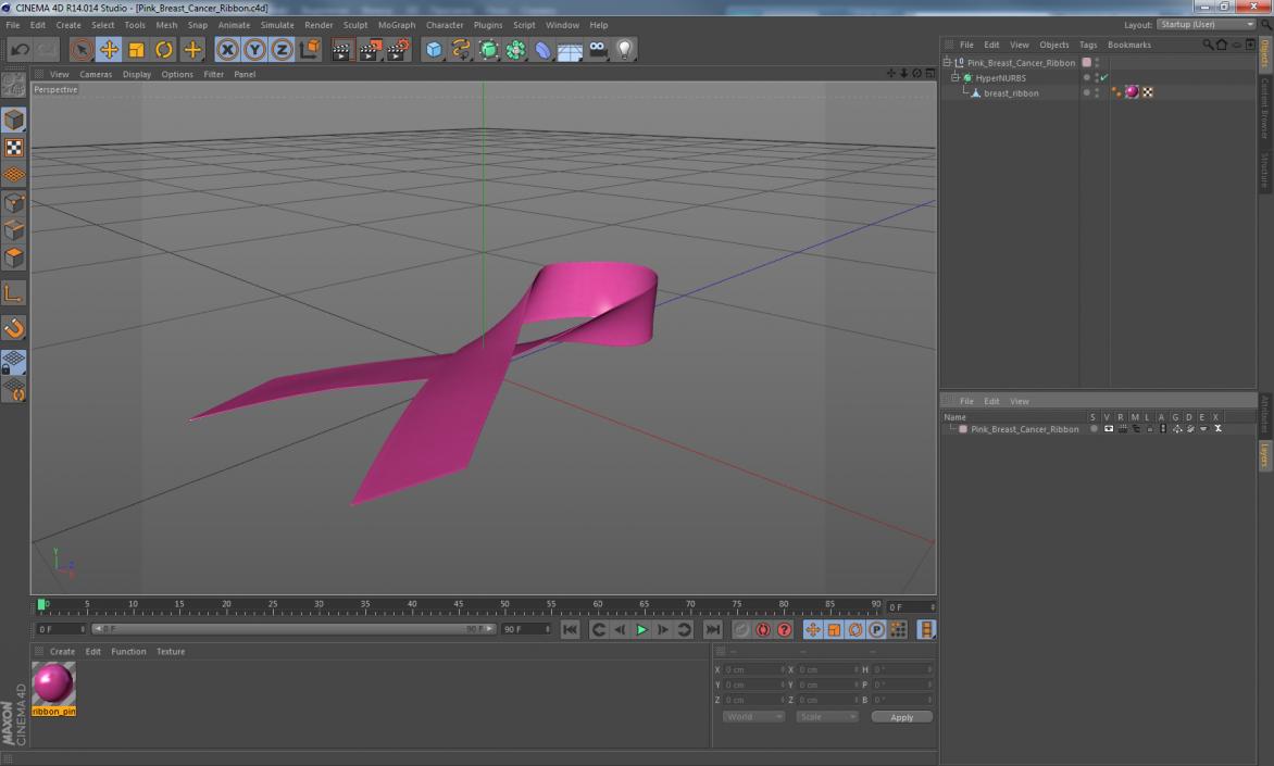 3D model Pink Breast Cancer Ribbon