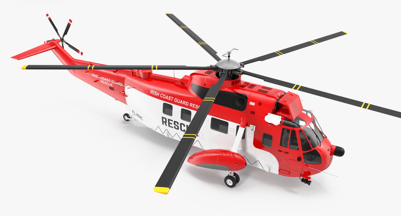 3D Irish Coast Guard Rescue Helicopter Sikorsky S 61 Sea King model