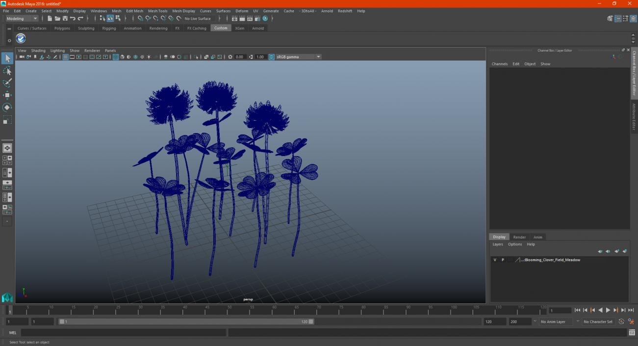 3D Blooming Clover Field Meadow model