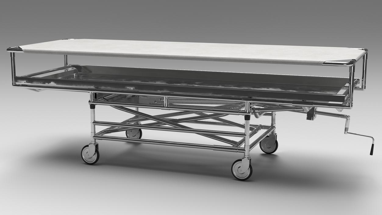 3D model Covered Mortuary Gurney Rigged