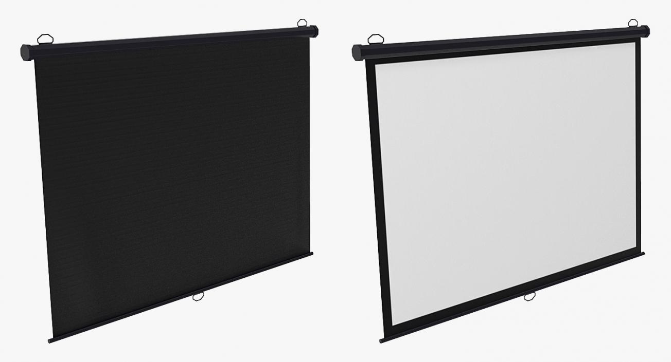 Pull Down Projection Screen Wall Ceiling Mounted Black 3D model