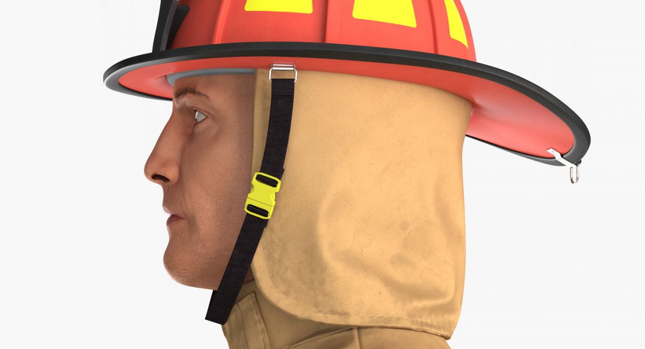 3D US Firefighter with Fully Protective Suit Rigged model