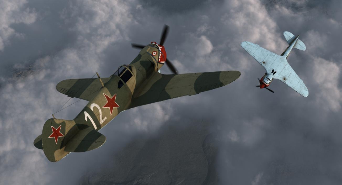 3D model La-5 WWII Soviet Fighter Aircraft Rigged