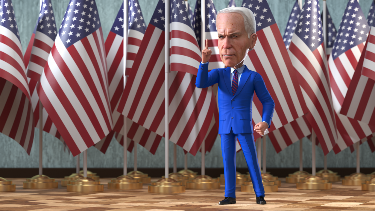 Cartoon Joe Biden Thumbs Up 3D