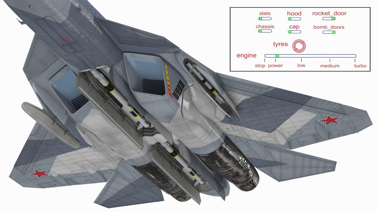 3D Stealth Multirole Fighter SU 57 Rigged model