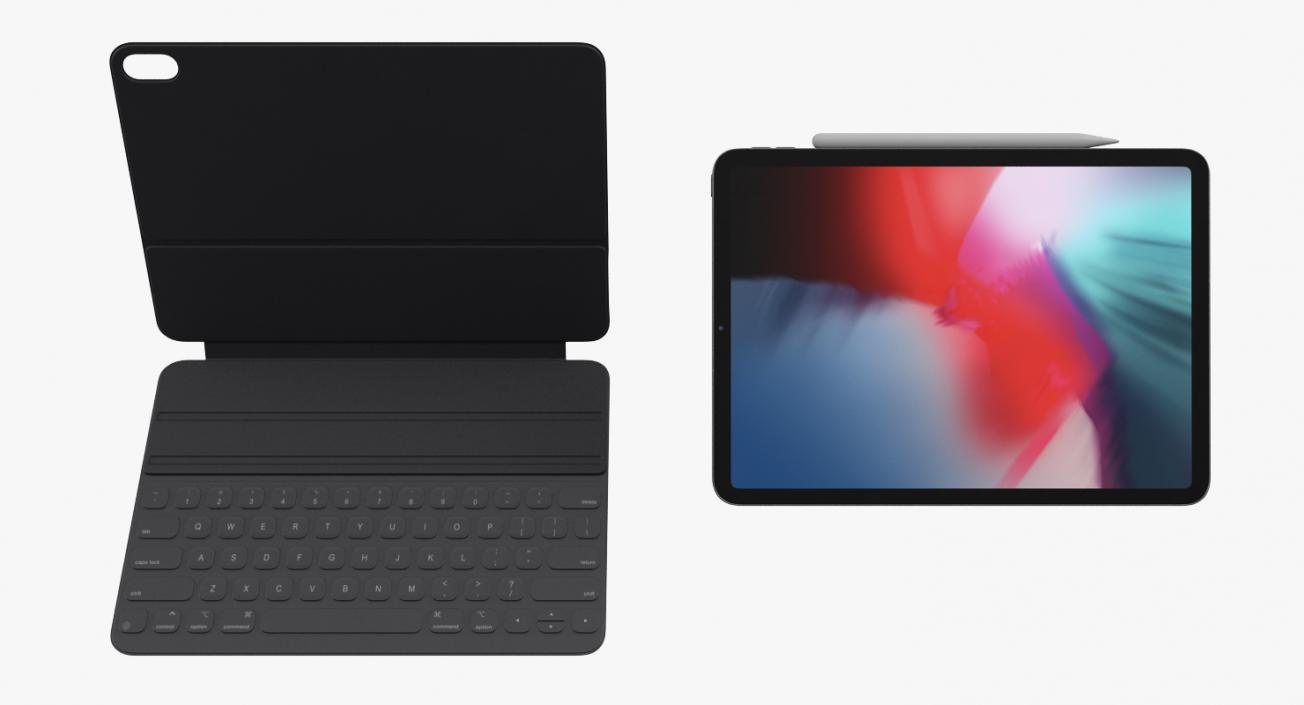 iPad Pro 2019 with Smart Keyboard 11 inch Space Gray 3D