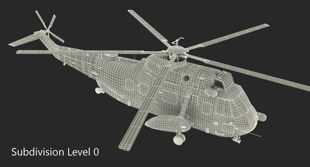 3D model Irish Coast Guard Rescue Helicopter Sikorsky S-61 Sea King Rigged