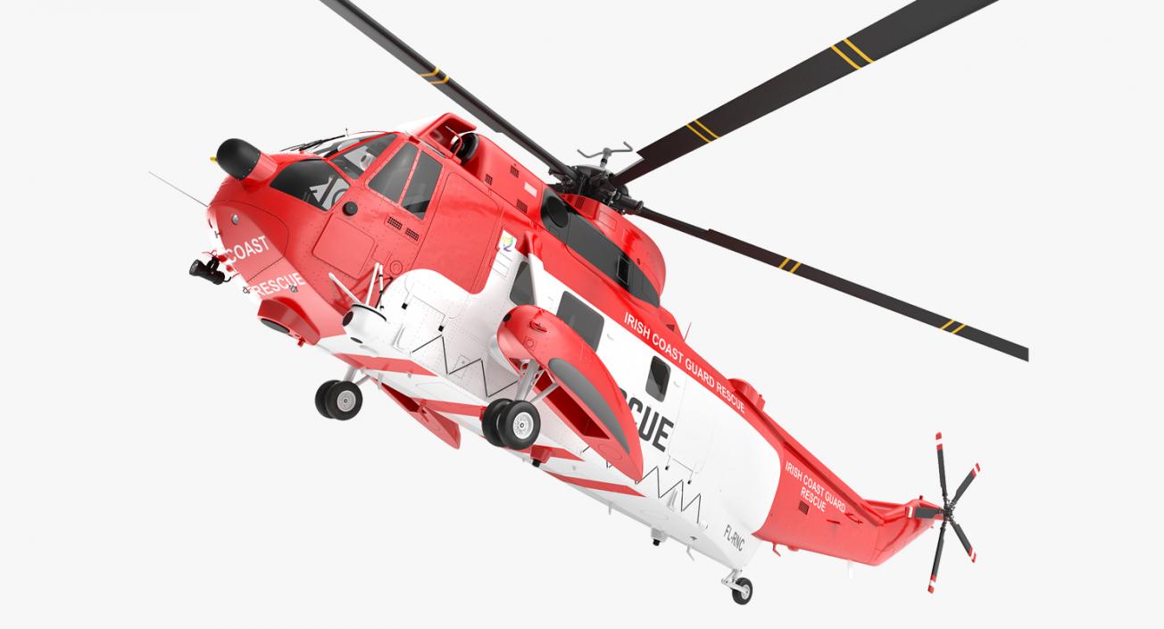 3D model Irish Coast Guard Rescue Helicopter Sikorsky S-61 Sea King Rigged