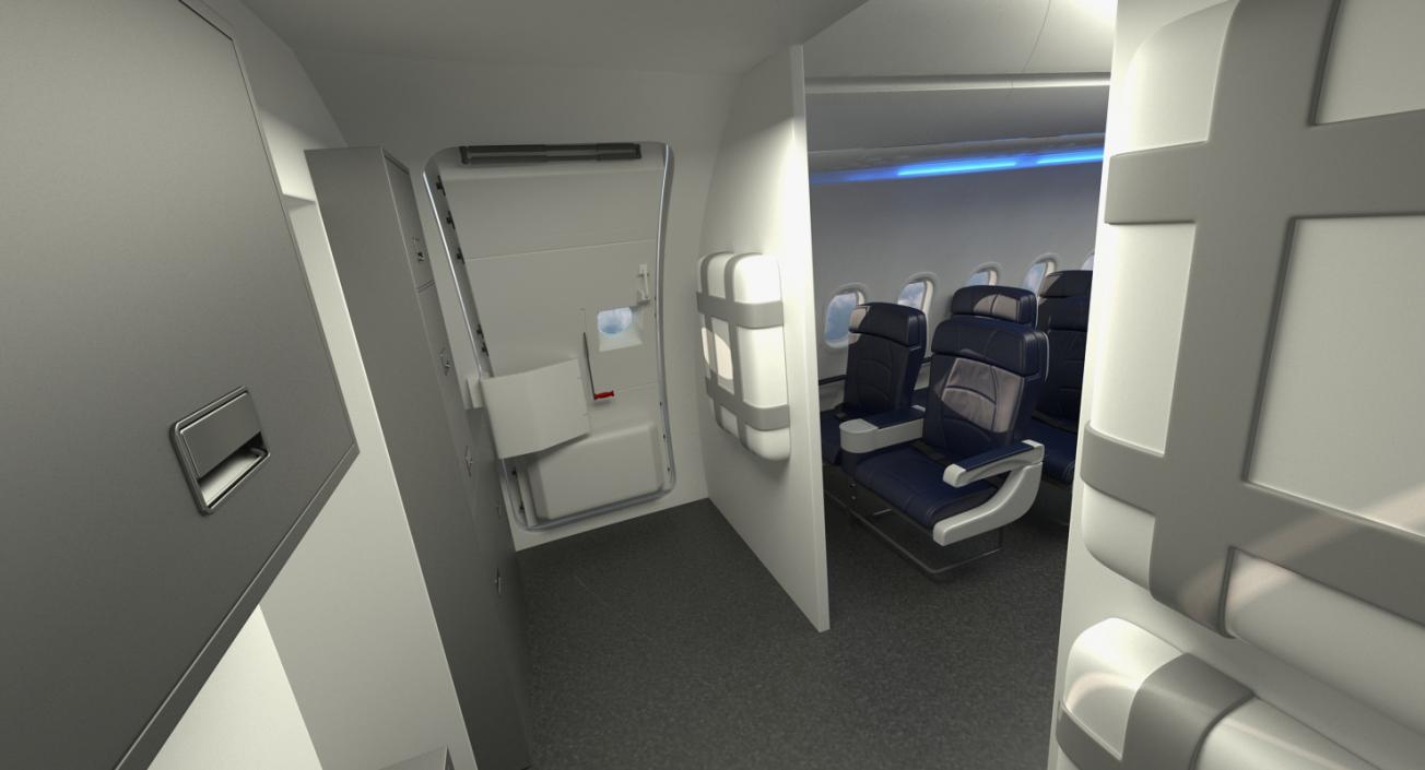 3D model Airbus A321 with Interior and Cockpit Air France Rigged