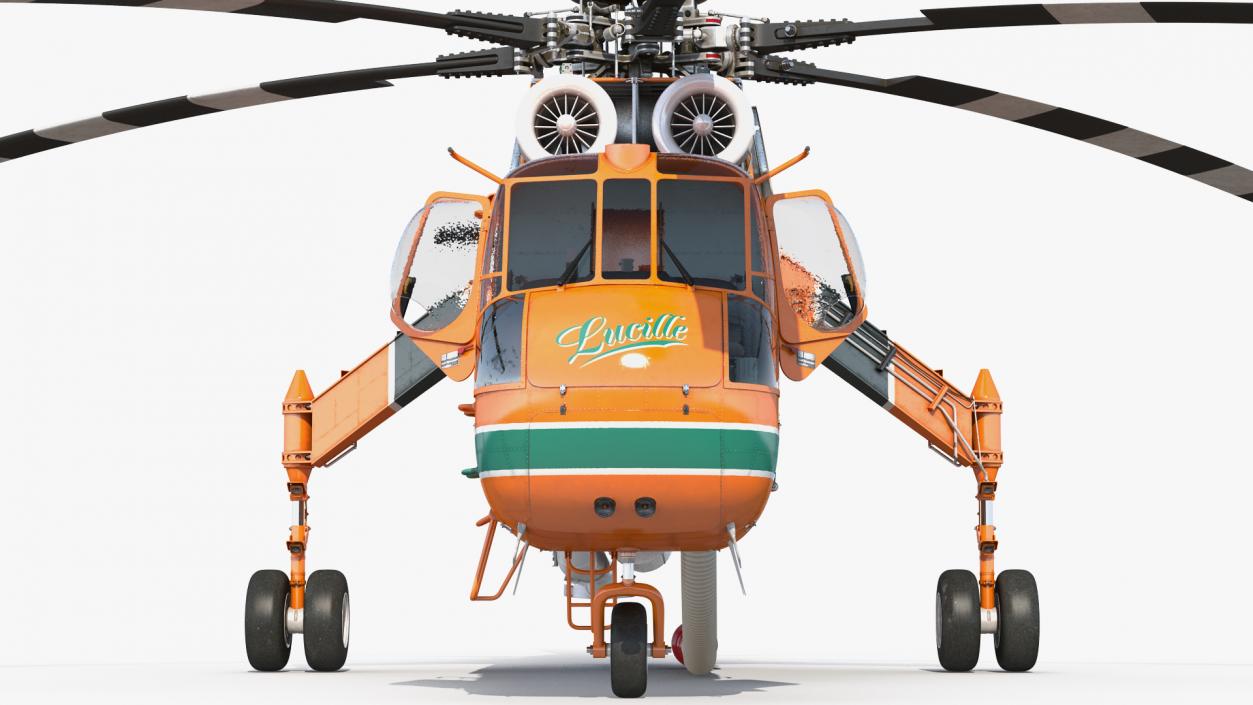 3D Sikorsky S-64 Skycrane Firefighting Helicopter