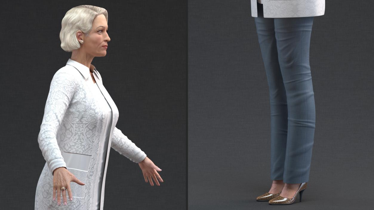 Elderly Lady in Casual Clothes Rigged 3D
