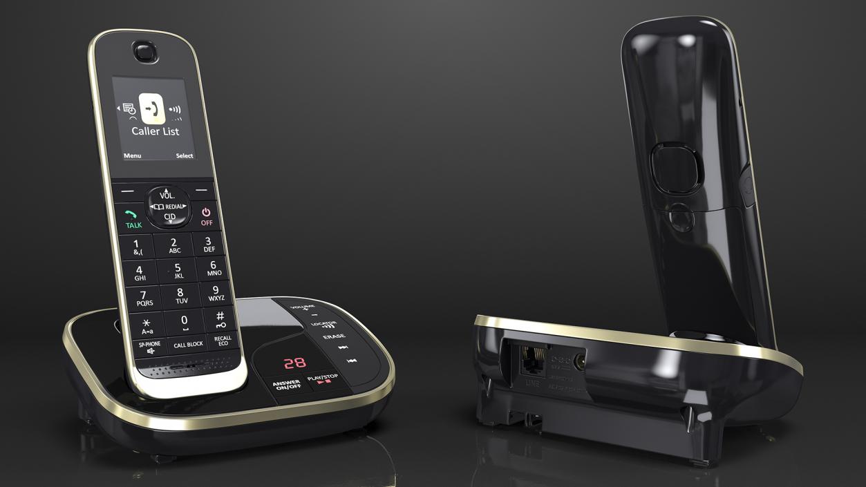 Cordless DECT Phone with Answering Machine 3D