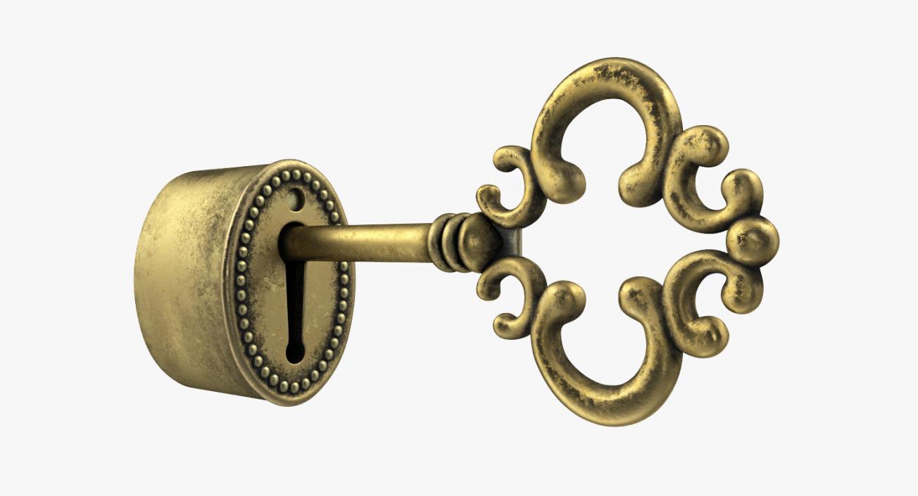 3D Old Key In Keyhole model