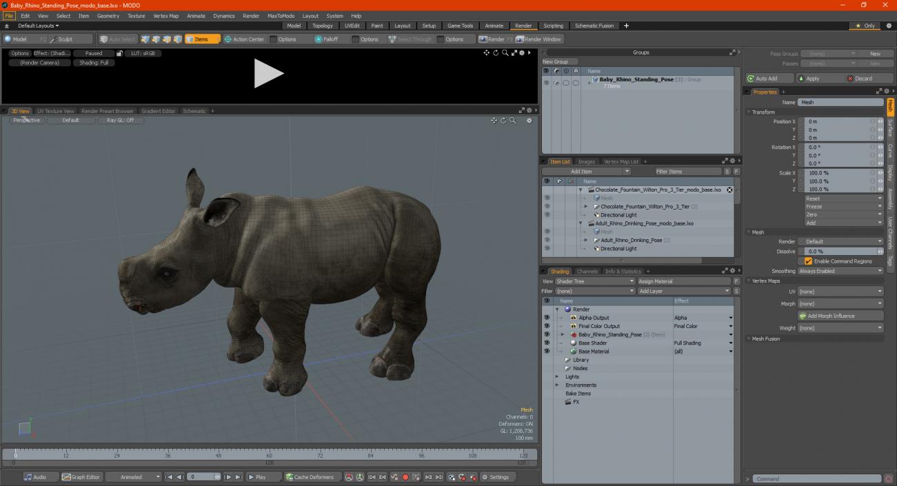 Baby Rhino Standing Pose 3D model