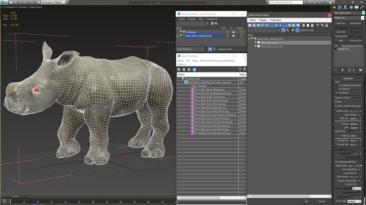 Baby Rhino Standing Pose 3D model