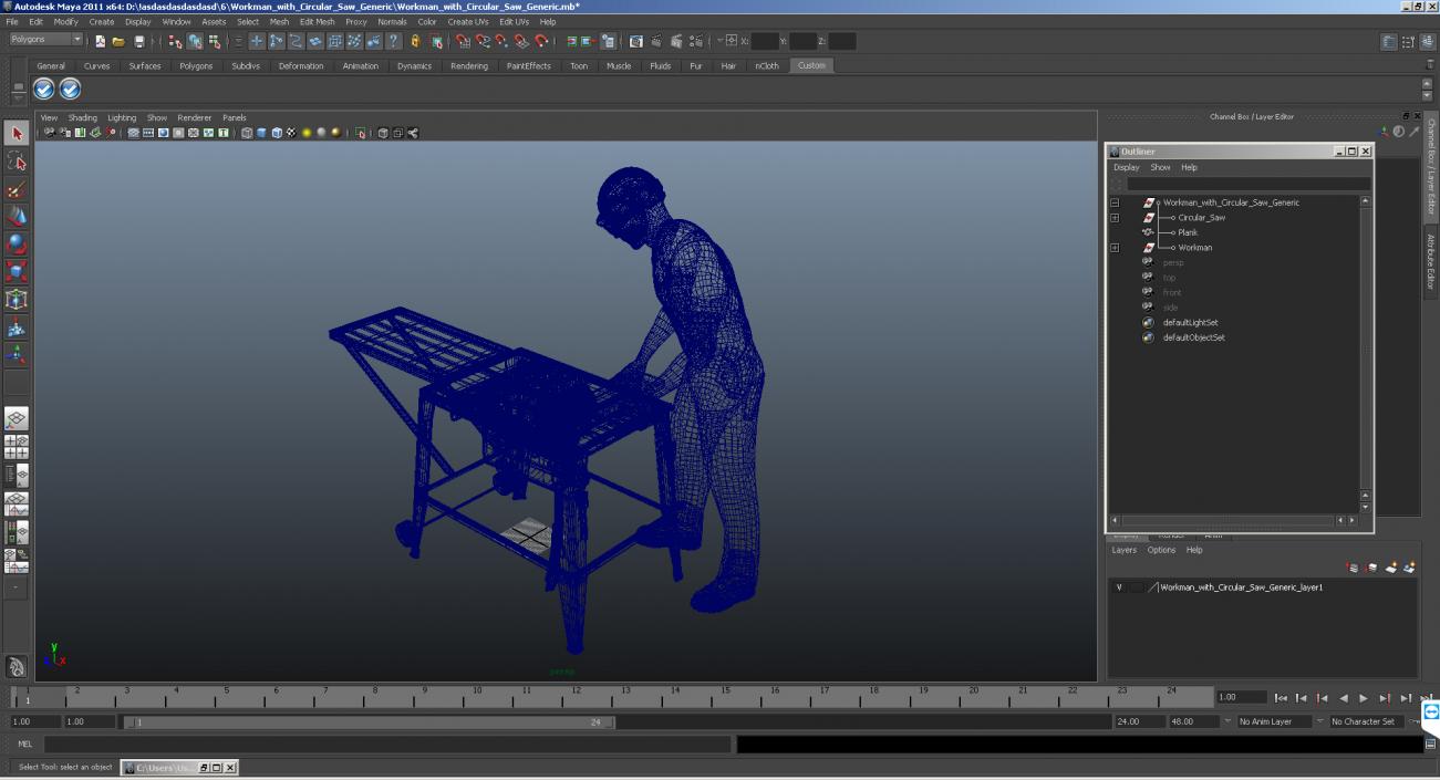 3D Workman with Circular Saw Generic model