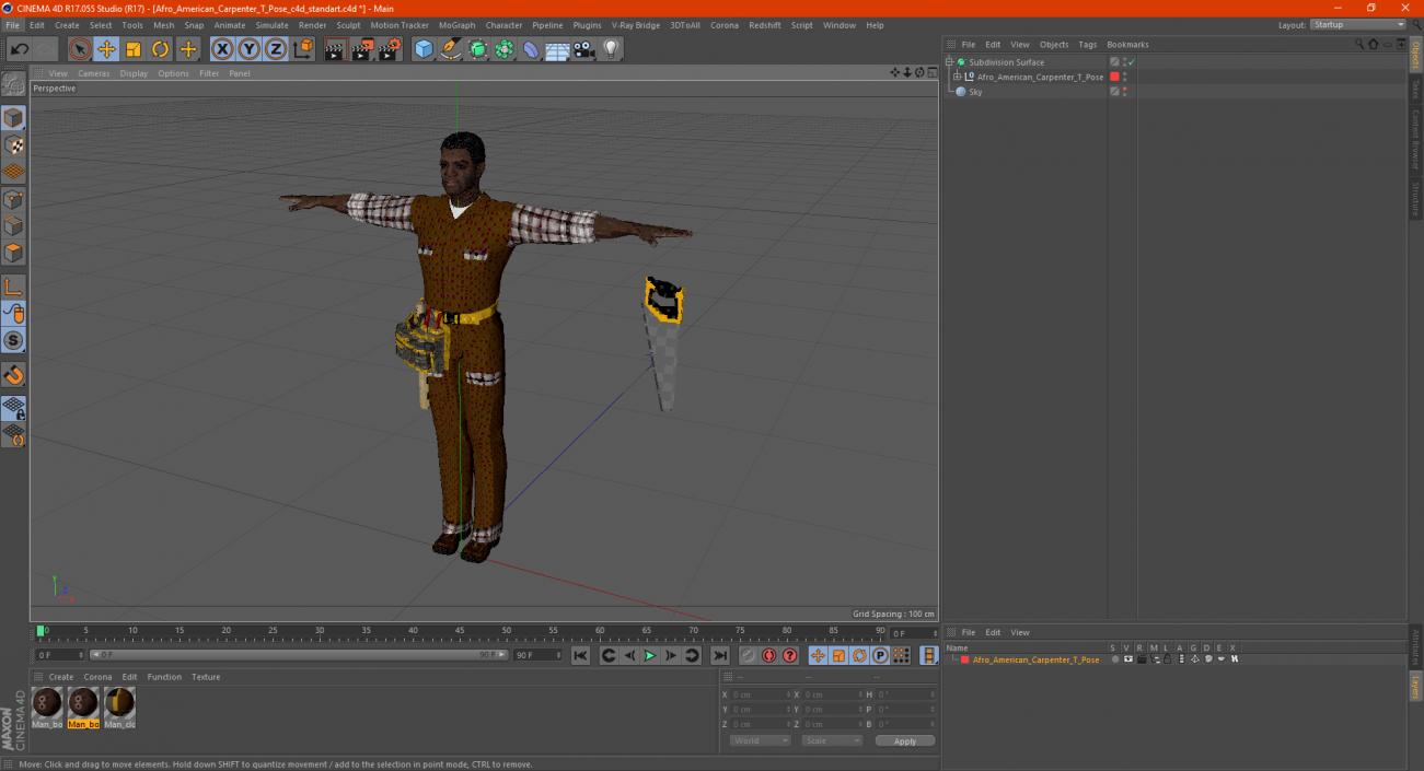 3D model Afro American Carpenter T Pose