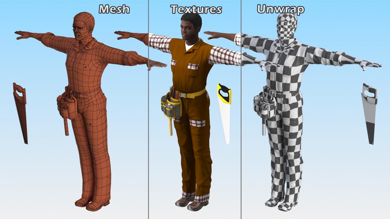 3D model Afro American Carpenter T Pose