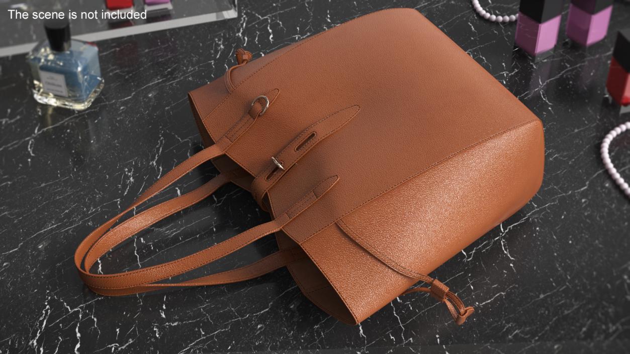 Womens Brown Leather Tote Bag 3D model