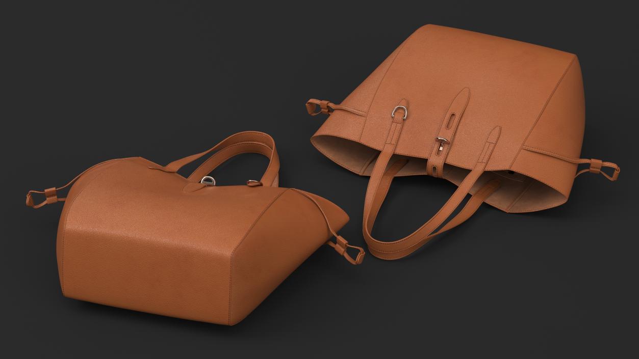 Womens Brown Leather Tote Bag 3D model